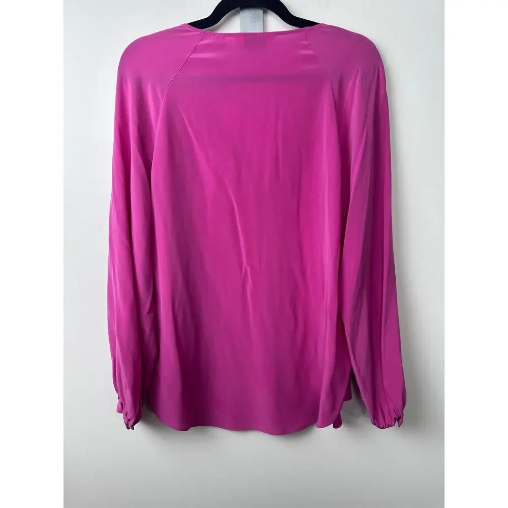 $278 Joie Shariana L LS V-Neck Blouse Top 100% Silk NEW Purple Orchid A31 - Picture 6 of 8
